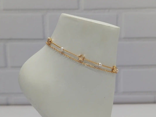 TOBILLERA CON ESTRELLAS CON PERLA