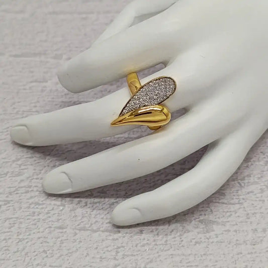 ANILLO CORAZÓ MITAD CON MICROCIRCONES