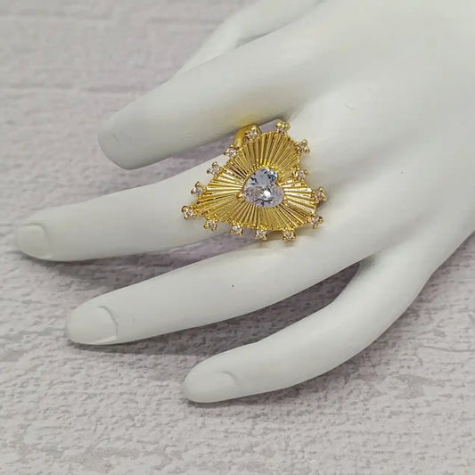 ANILLO CORAZÓN CON CIRCON GRANDE EN EL CENTRO