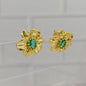 ARETE FLOR CON PIEDRA VERDE