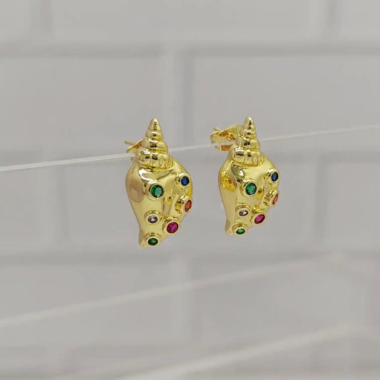 ARETE TIPO CONCHA CON COLORES
