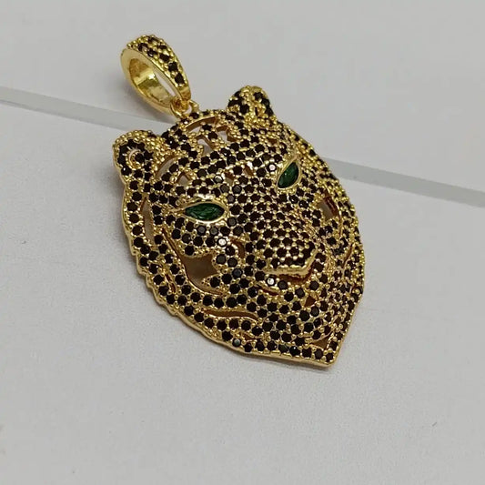 DIJE JAGUAR CON MICROCIRCONES NEGROS