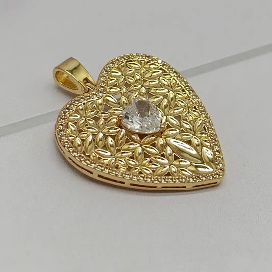 MEDALLA CORAZÓN RELLENO DE FLORES