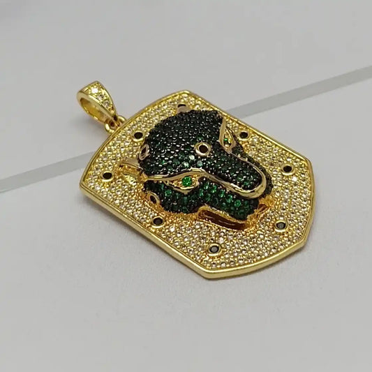 DIJE MEDALLA DE PANTERA CON MICROCIRCONES