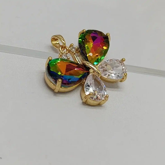 DIJE MARIPOSA CON CIRCONES BLANCOS Y DE COLORES