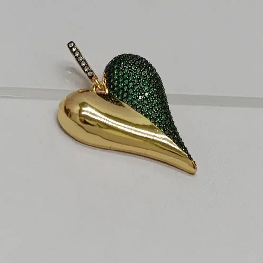 CORAZÓN MITAD LISO - MITAD MICROCIRCONES