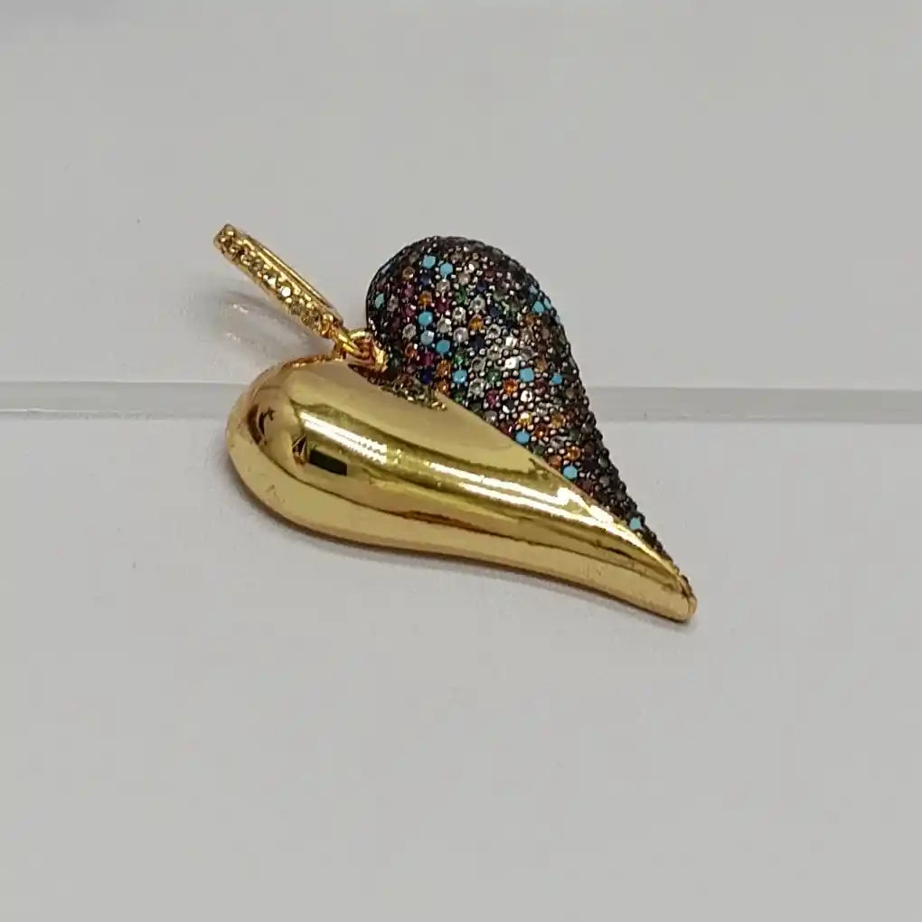 CORAZÓN MITAD LISO - MITAD MICROCIRCONES