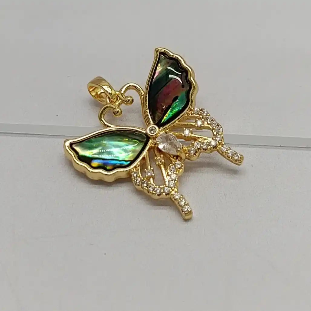DIJE MARIPOSA CON PIEDRA NACAR Y MICROCIRCONES