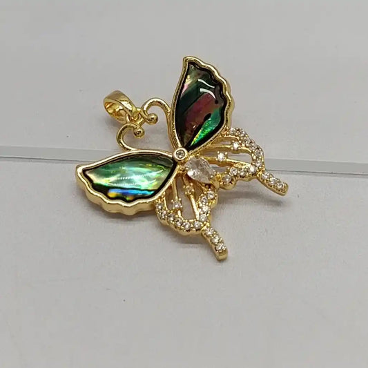 DIJE MARIPOSA CON PIEDRA NACAR Y MICROCIRCONES
