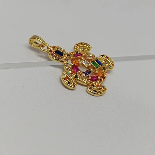 DIJE TORTUGA CON CIRCONES Y MICROCIRCONES DE COLORES