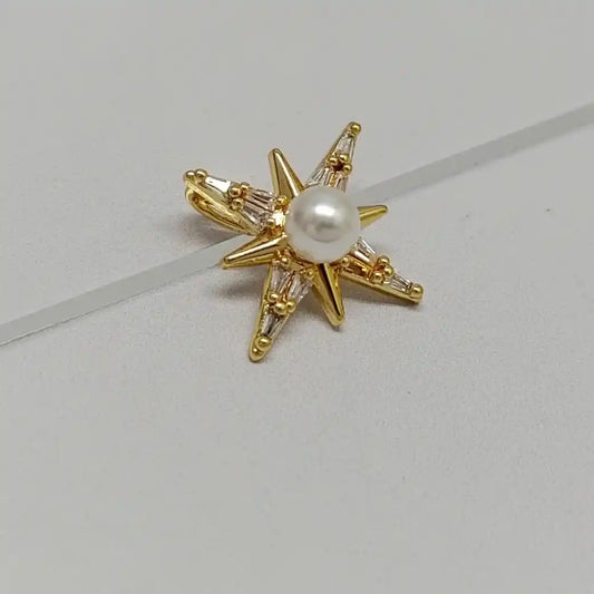 DIJE ESTRELLA CON MICROCIRCONES Y PERLA