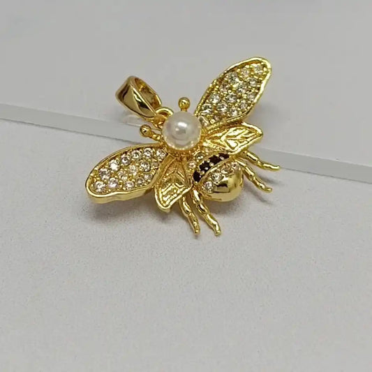 DIJE ABEJA CON PERLA Y MICROCIRCONES