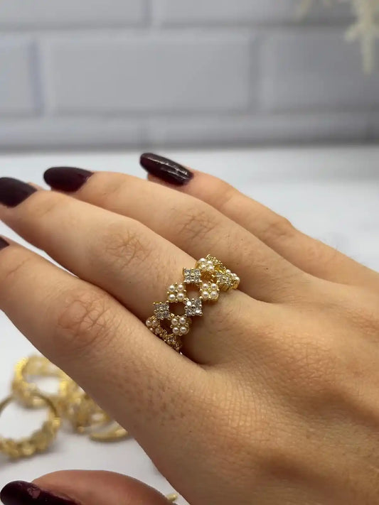 ANILLO CON MICRO-PERLAS Y MICROCRICONES